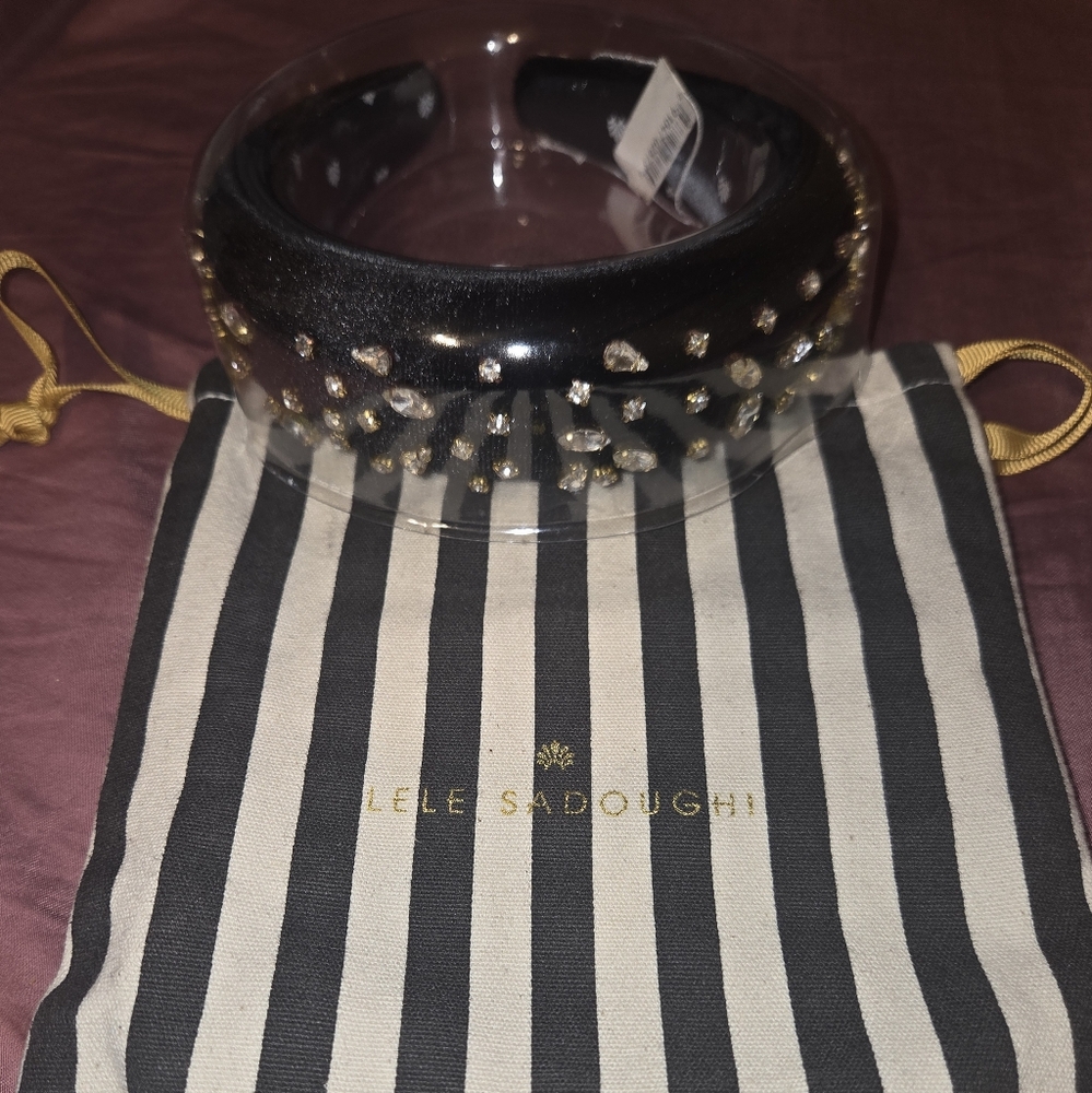 Lele Sadoughi Jet Embellished Velvet Padded Headband